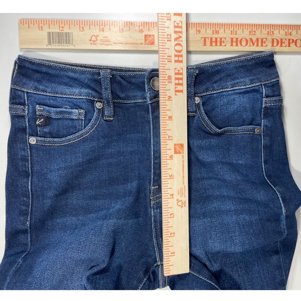 High Rise Flare Jeans W/ 7/27 KanCan Dark Wash Raw Hem KC7124D LN - Picture 8 of 12